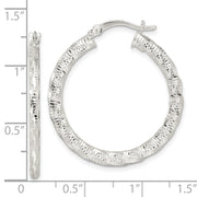 Sterling Silver Polished and Textured Twisted Hoop Earrings