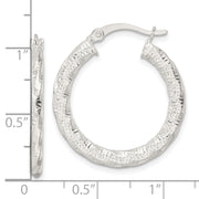 Sterling Silver Polished and Textured Twisted Hoop Earrings