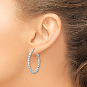 Sterling Silver Rhodium-plated Polished 3mm Beaded Hoop Earrings