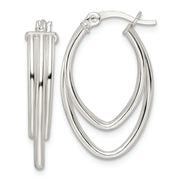 Sterling Silver Polished Triple Oval Hoop Earrings