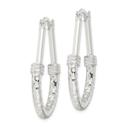 Sterling Silver Polished Fancy Oval Hoop Earrings