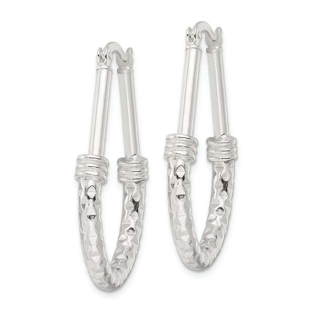 Sterling Silver Polished Fancy Oval Hoop Earrings