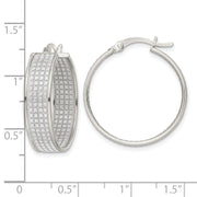 Sterling Silver Polished Fabric Glitter 6.85mm Round Hoop Earrings