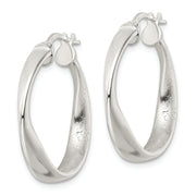 Sterling Silver Polished & Satin Twisted Hoop Earrings