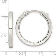 Sterling Silver Polished 3x28mm Hinged Square Tube Hoop Earrings