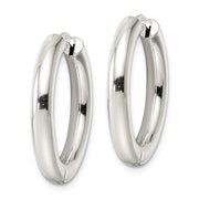 Sterling Silver Polished 3.5x25mm Hinged Tube Hoop Earrings