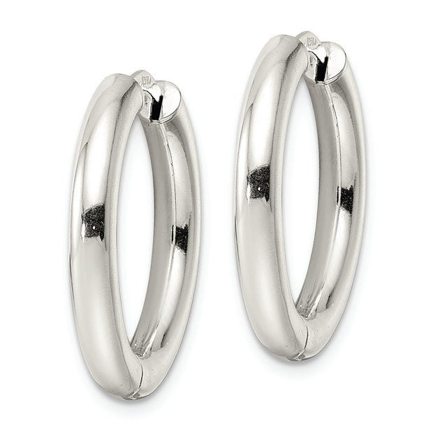 Sterling Silver Polished 3.5x25mm Hinged Tube Hoop Earrings