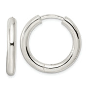 Sterling Silver Polished 3.5x25mm Hinged Tube Hoop Earrings