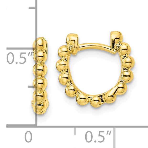 Sterling Silver Gold-tone Polished Beaded Hoop Earrings