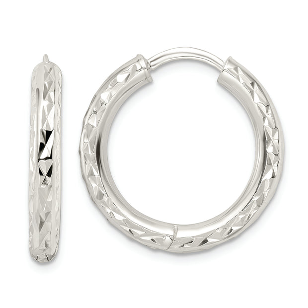 Sterling Silver Polished D/C Circle Hoop Earrings