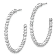 Sterling Silver Rhodium-plated Polished Beaded Hoop Post Earrings