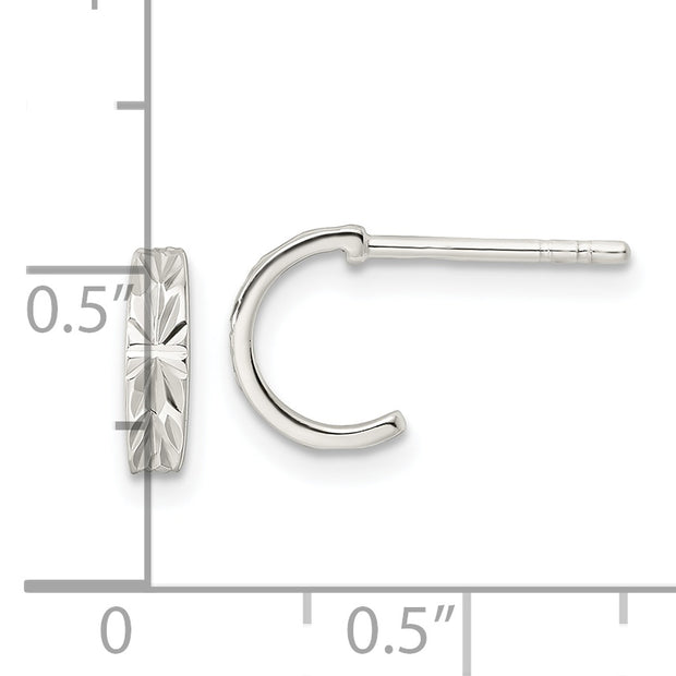 Sterling Silver Polished D/C J-Hoop Post Earrings