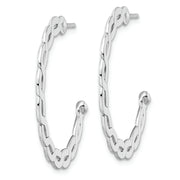 Sterling Silver Rhod. Polish Flat Twisted Lrg Circle Post Earrings