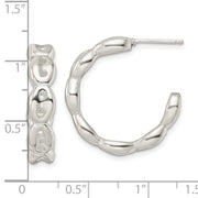 Sterling Silver Polished Scalloped C-Hoop Post Earrings