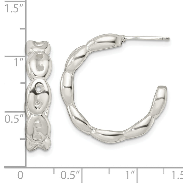 Sterling Silver Polished Scalloped C-Hoop Post Earrings