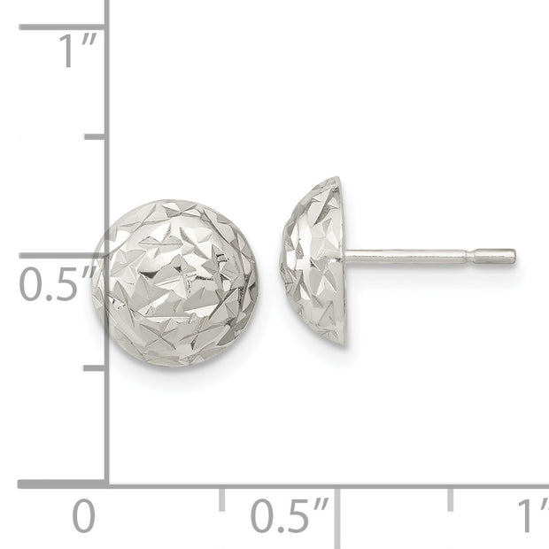 Sterling Silver Polished D/C Textured Post Earrings