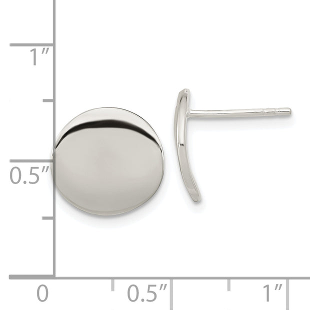 Sterling Silver Polished 12mm Flat Circle Post Earrings