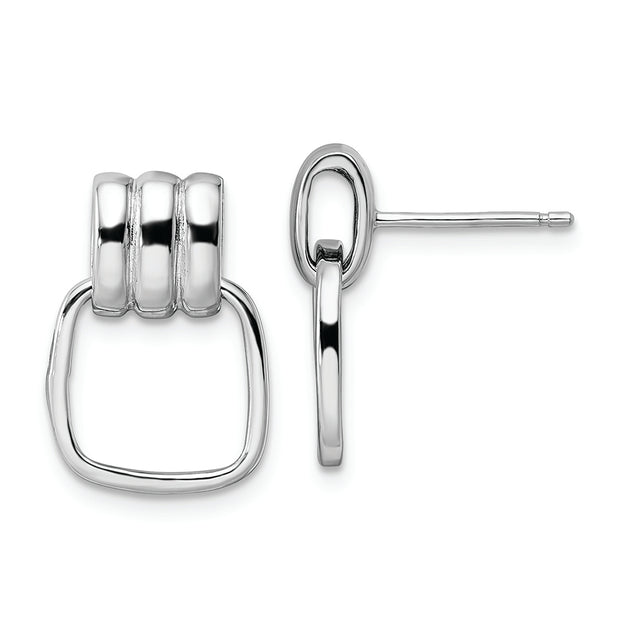 Sterling Silver Rhodium-plated Polished Post Dangle Earrings