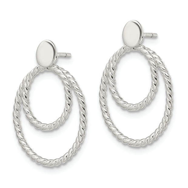 Sterling Silver w/2 Oval Jackets Button Post Earrings