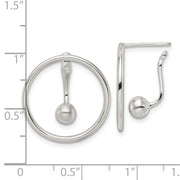 Sterling Silver Polished Circle w/drop & Dangle Threader Post Earrings