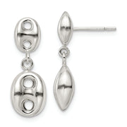 Sterling Silver Polished Oval Dangle Post Earrings