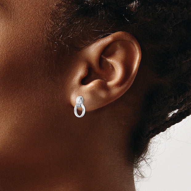 Sterling Silver Rhodium-plated Polished Link Post Earrings