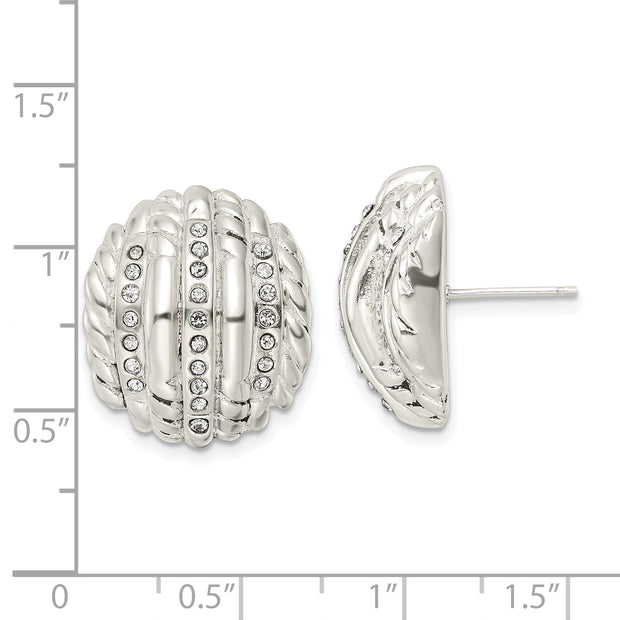Sterling Silver Polished Crystal Post Earrings
