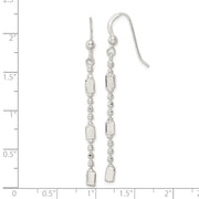 Sterling Silver Square Beaded Dangle French Wire Earrings