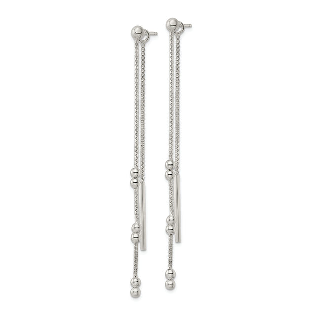 Sterling Silver Chain and Bar Dangle Post Earrings