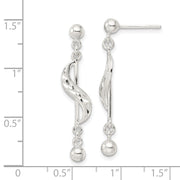 Sterling Silver Polished & Diamond-cut Swirl Dangle Earrings