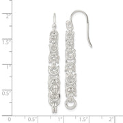 Sterling Silver Polished Fancy Byzantine Chain Dangle Earrings