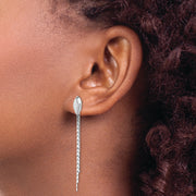 Sterling Silver Rhodium-plated Polished Fancy Chain Post Dangle Earrings