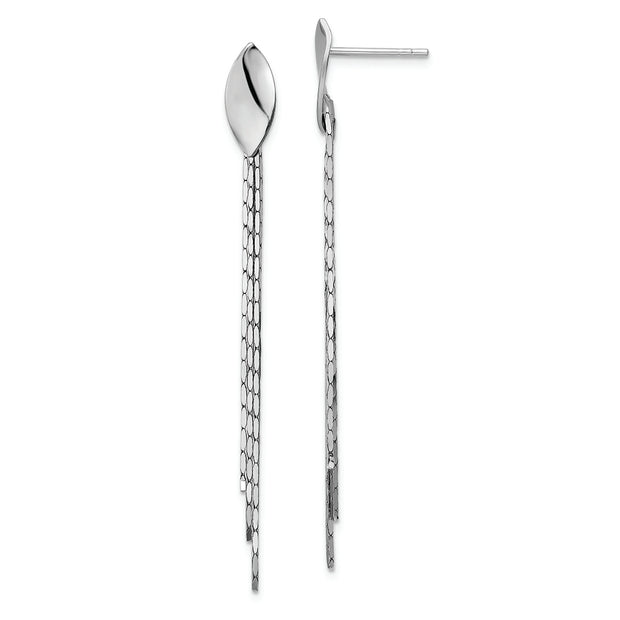 Sterling Silver Rhodium-plated Polished Fancy Chain Post Dangle Earrings