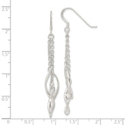 Sterling Silver Polished Double Twisted & Chain Dangle Earrings