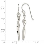 Sterling Silver Polished Twisted Bar Dangle Shephard Hook Earrings