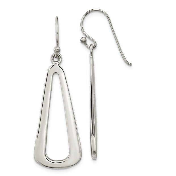 Sterling Silver Polished Teardrop Dangle Shephard Hook Earrings
