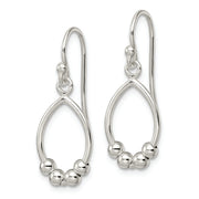 Sterling Silver Polished Beaded Teardrop Dangle Earrings