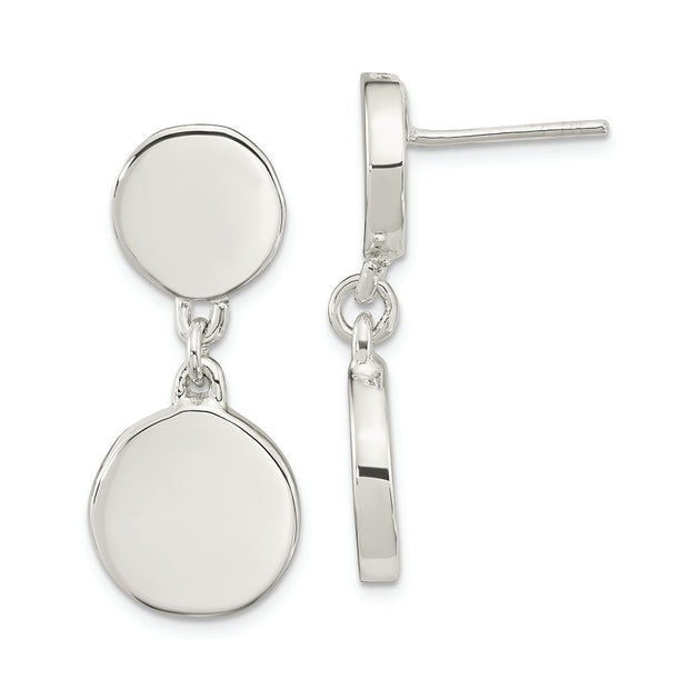 Sterling Silver Polished Discs Post Dangle Earrings