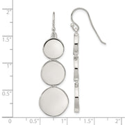 Sterling Silver Polished Tapered Disc Dangle Earrings