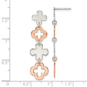 Sterling Silver Rose-tone Flower Dangle Post Earrings