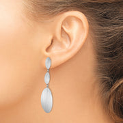 Sterling Silver Rhodium-plated Brushed Dangle Post Earrings