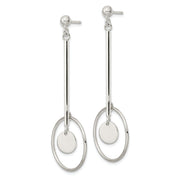 Sterling Silver Bar and Circle Dangle Post Earrings