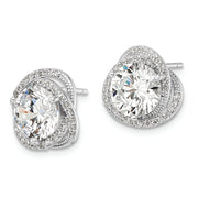 Sterling Silver Rhodium-plated Polished 12mm Round CZ Post Earrings