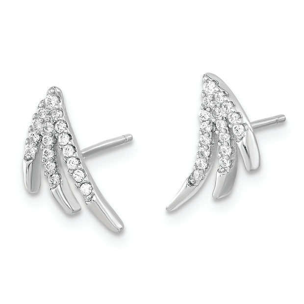 Sterling Silver Rhodium-plated Polished Fancy CZ Post Earrings