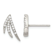 Sterling Silver Rhodium-plated Polished Fancy CZ Post Earrings