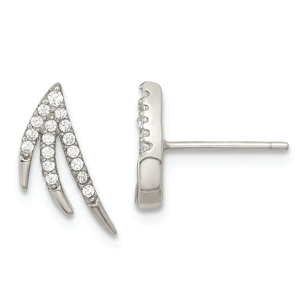 Sterling Silver Rhodium-plated Polished Fancy CZ Post Earrings