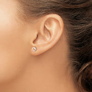 Sterling Silver Rose-tone Polished CZ Circle Post Earrings