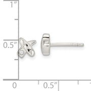 Sterling Silver Polished D/C X CZ Post Earrings