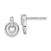 Sterling Silver Rhodium-plated Polished CZ Circles Post Earrings