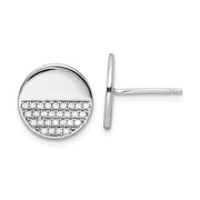 Sterling Silver Rhodium-plated Polished CZ Disc Post Earrings